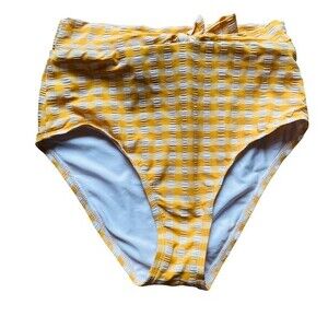 Gianni Bini High Waist Bikini Bottom Size xs Yellow Gingham‎